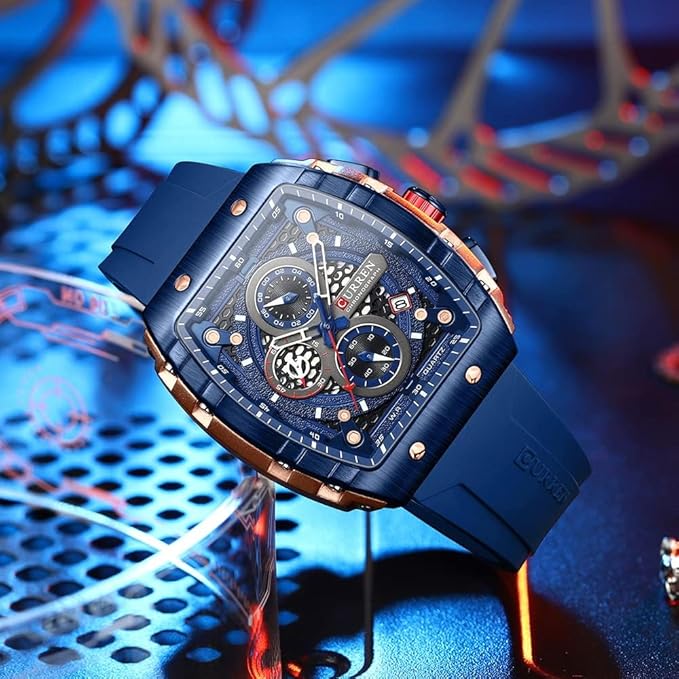 Men's waterproof chronograph watch with silicone strap
