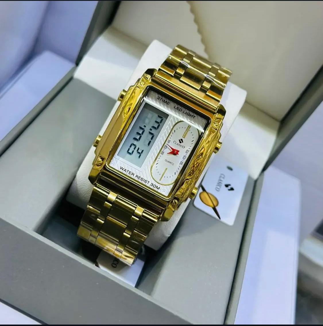clasico Dual Time Unique Design Watch For Men's