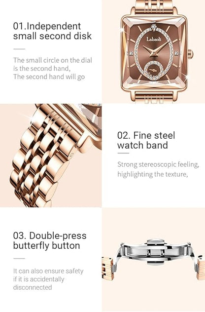 Luxury square Swiss watch studded with diamonds