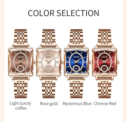 Luxury square Swiss watch studded with diamonds