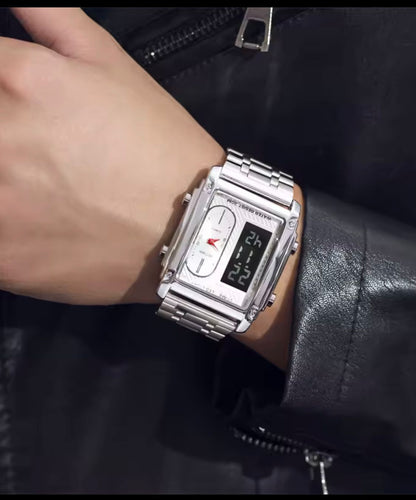 Clasico 1Men Stainless Steel Strap Wrist Watch 3 ATM Waterproof Alloy Digital  Watch