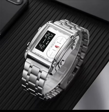 Clasico 1Men Stainless Steel Strap Wrist Watch 3 ATM Waterproof Alloy Digital  Watch